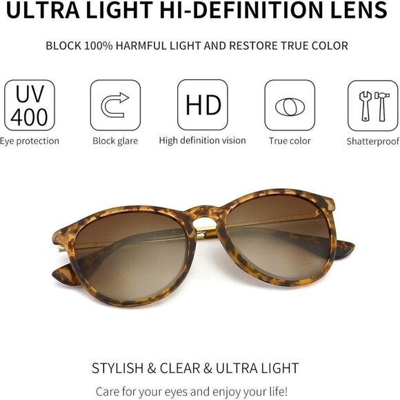 ?Sungait Sunglasses Women Brown Vintage Round Classic Retro Designer Style main image 6